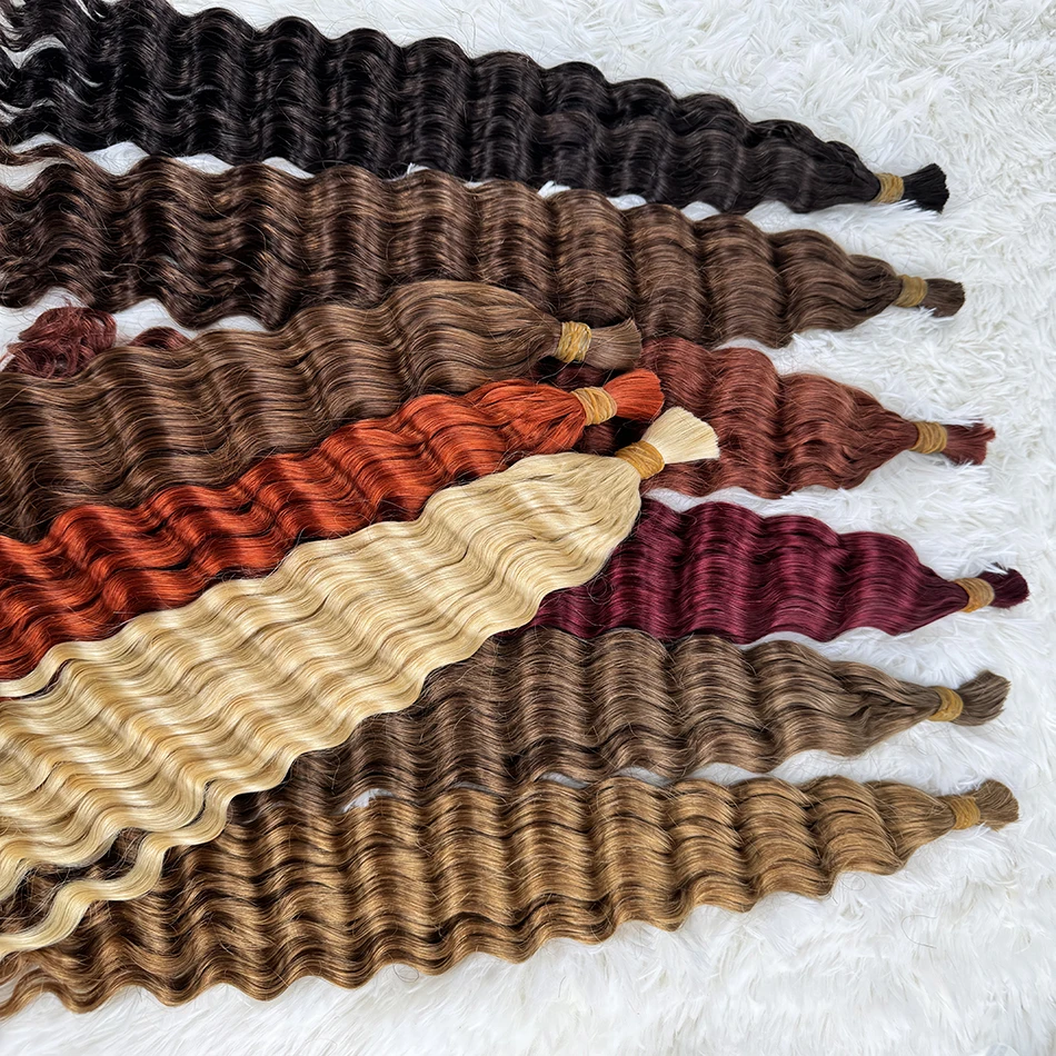 Human Hair Extensions Red Deep Wave Hair Bulk for Boho Braids Human Hair Extensions No Weft Blonde Red Curly 613 Vietnamese 30inch