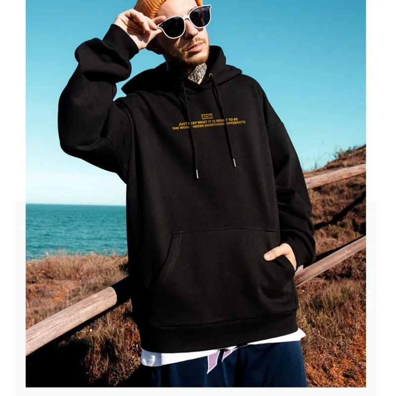 Casual Style Fashion Sweater Hooded Autumn And Winter Literary Trend New Men's Pullover Popular Print And Plush M-8XL