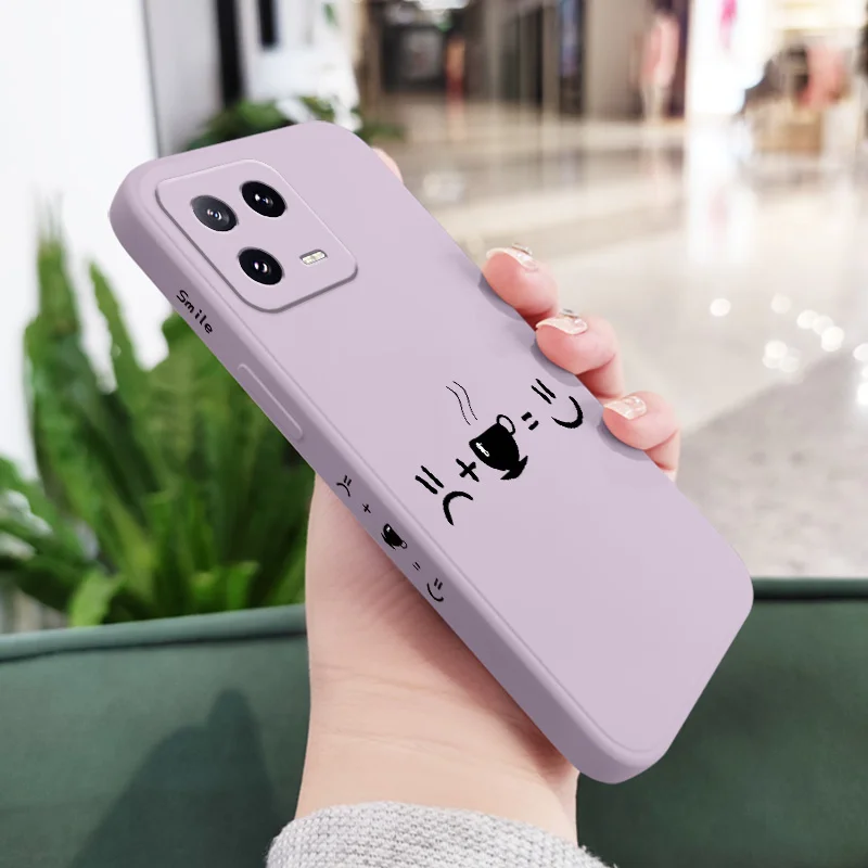 Smiling Face Coffee Liquid Silicone Phone Case Cover