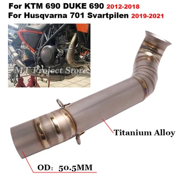 Slip On For KTM 690 Duke 2012-2018 Husqvarna 701 Svartpilen Motorcycle Exhaust Modify Escape Muffler Titanium Middle Link Pipe