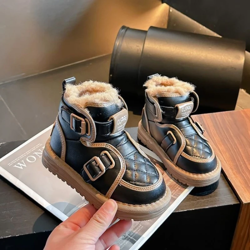 Thick Plush Lining Ankle Boots for Kids Winter Hiking