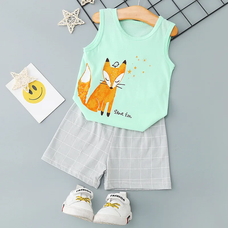 Girls Clothing Set Summer Cotton Sleeveless Flower Rabbit Cartoon Baby Outfits Floral Bunny 8 Girls