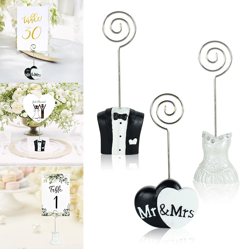 

Wedding Photo Clip Stands Mr & Mrs Bride Groom Table Number Name Place Card Holders Marriage Party Wedding Anniversary Supplies