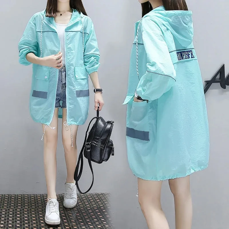 

Medium Long Sun Protection Clothing Women Coat Thin New Summer Fashionable Lnternet Celebrity Wild Breathable Loose Outerwear