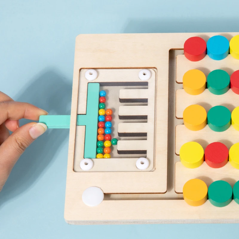 Montessori Wooden Educational Logic Game for Kids Color Matching Slide Puzzle Sensory Educational Toys Gifts for Toddlers 4