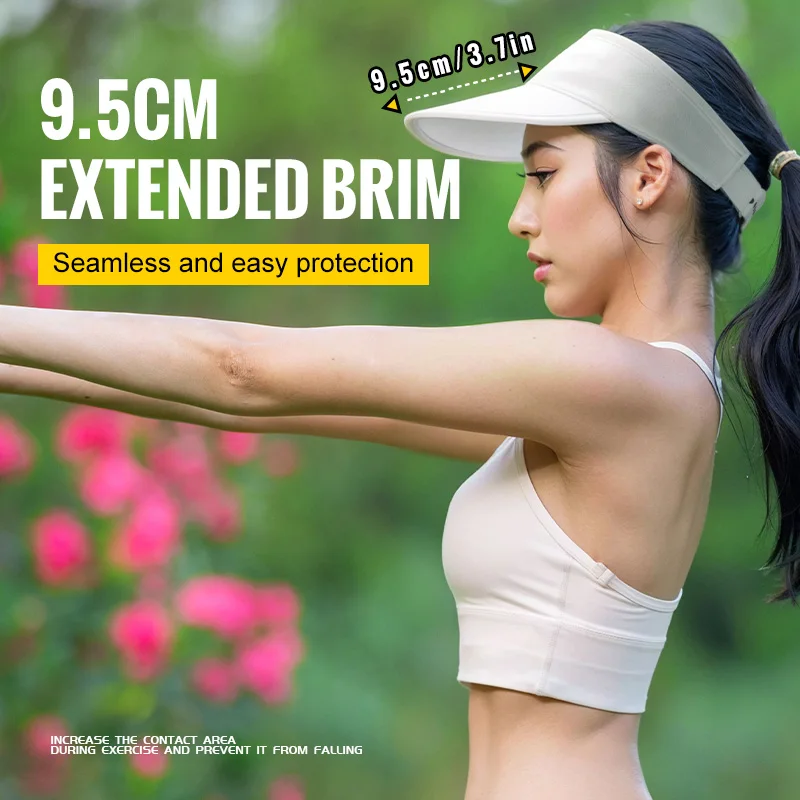 WRELS Sun Visor Hat Breathable Topless Sun Hats UV Protection Sports Cap Adjustable Sports Tennis Golf Running Sunscreen Cap