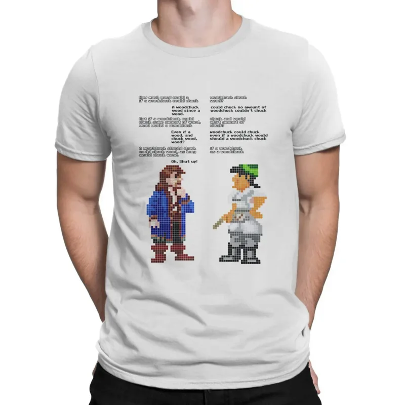 

Men Would Woodchuck Chuck Wood T Shirts Monkey Island Game Pure Cotton Clothing Novelty Short Sleeve O Neck Tee Shirt Graphic