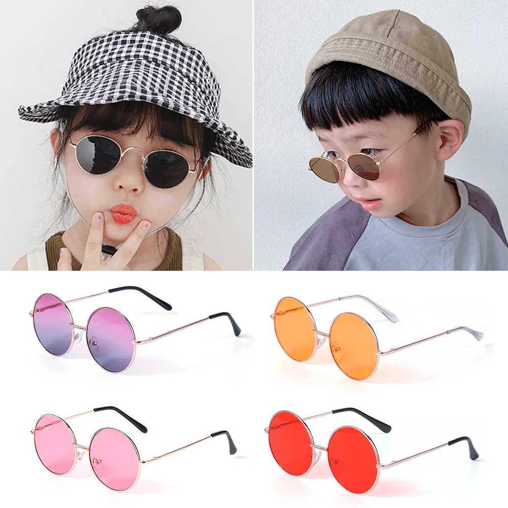Kinder süße Candy Farbe Sonnenbrille Jungen Mädchen Retro Runde Rahmen Sonnenbrille UV 400 wilden britischen Stil Kinder Brillen_voghion.com