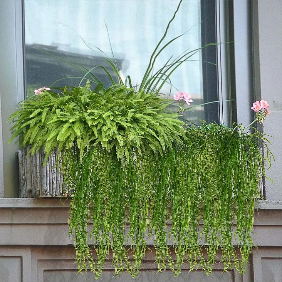 YELIKIT 2 felci artificiali per esterni, grandi piante finte, felce di Boston, resistenti ai raggi UV, arbusti finti per interni, casa, giardino, portico, decorazione per fattoria