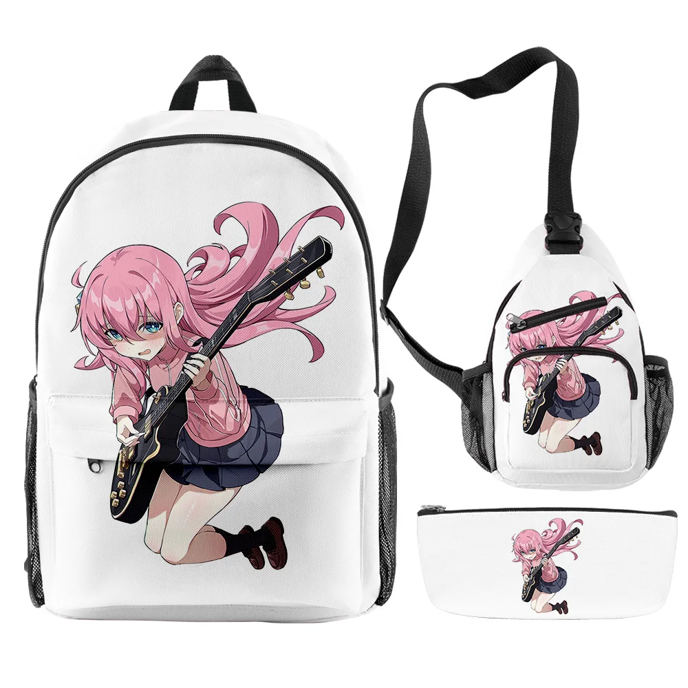 Classic Fashion Bocchi the Rock Anime 3D Print 3pcs/Set pupil School Bags Trendy Travel Laptop Backpack Chest Bag Pencil Case