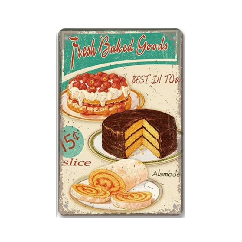 Vintage Delicious Chocolate Bar Cake Metal Tin Signs Retro Wall Decor Dessert House Bakery Chocolate Metal Plaque  8 X 12 Inch