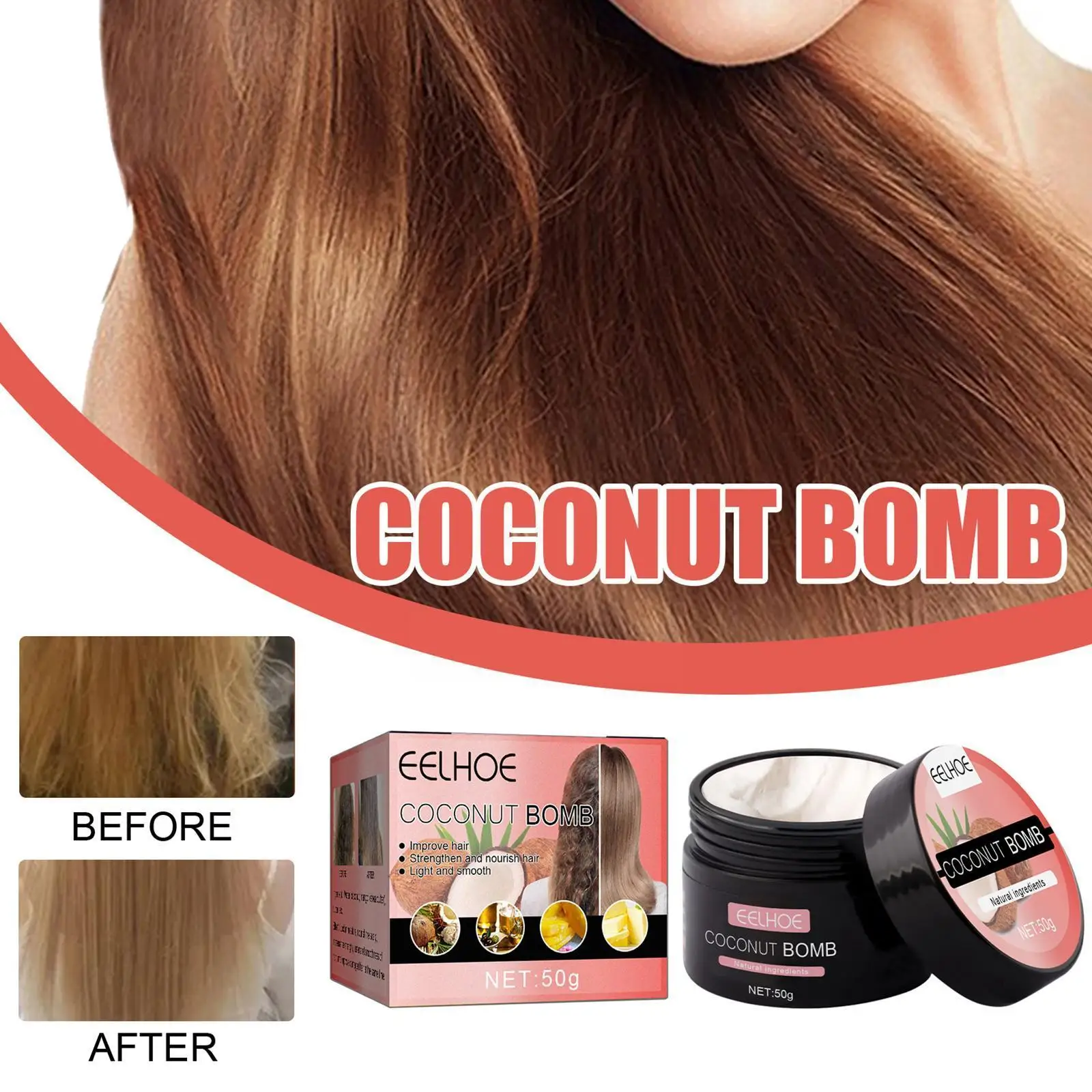 Coconut Bomb Nourishing Hair Mask Nutrition Infusing Repairs Hair