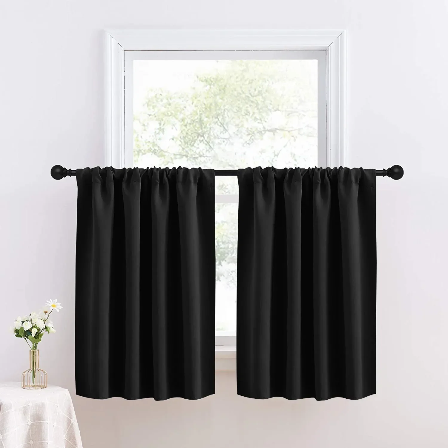 1pc Blackout Short Curtain, Solid Color Curtains for LivingRoom, Bathroom, Kitchen Use 4
