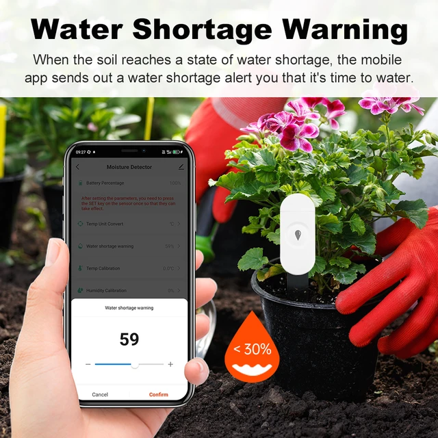 Zigbee2MQTT Zigbee3.0 Temperature Humidity Moisture Detector Smart Soil Tester Moisture Sensor Phone APP RealTime Monitor 5