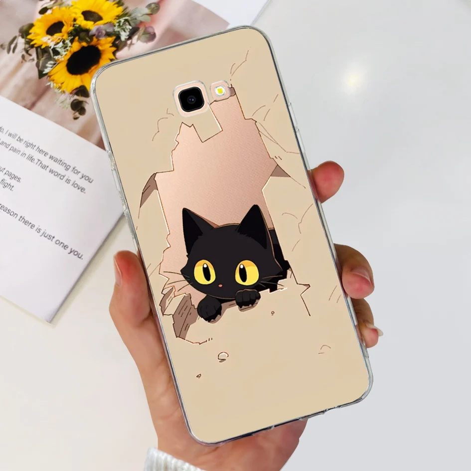 حافظة سيليكون لينة من البولي يورثان الحراري لسامسونج جلاكسي j4 plus ، j415 ، زهرة مشهورة ، شفافة ،