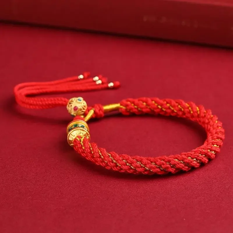 

Refined Tibetan Hand Rope Six-character True Words Hand-woven Red Rope Hand-rubbed Cotton Woven Bracelet Female Thangka Lanyard