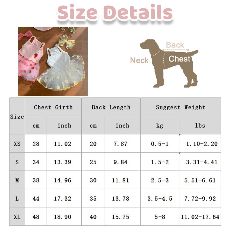Luxuriöses Hunde-Kleid Liebliches Erdbeer-Hundekleid für Chihuahua und Französische Bulldogge Frühlings-Katzen-Welpen-Prinzessinnenkleid Sommer-Haustierkleidung – Detail 2