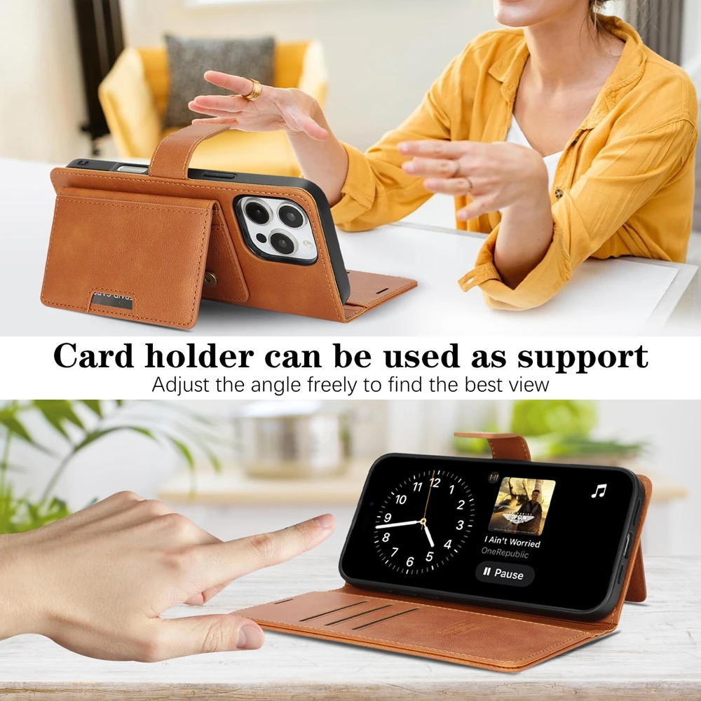 3-in-1 MagSafe Magnetic Leather Wallet Phone Case with Card Slots
