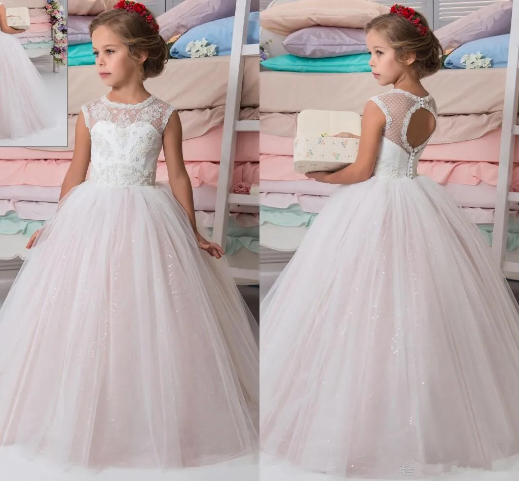 

Flower Girl Dress for Wedding Full Sleeves Floor Length Elegant Ball Gown Birthday Party First Communion Dress