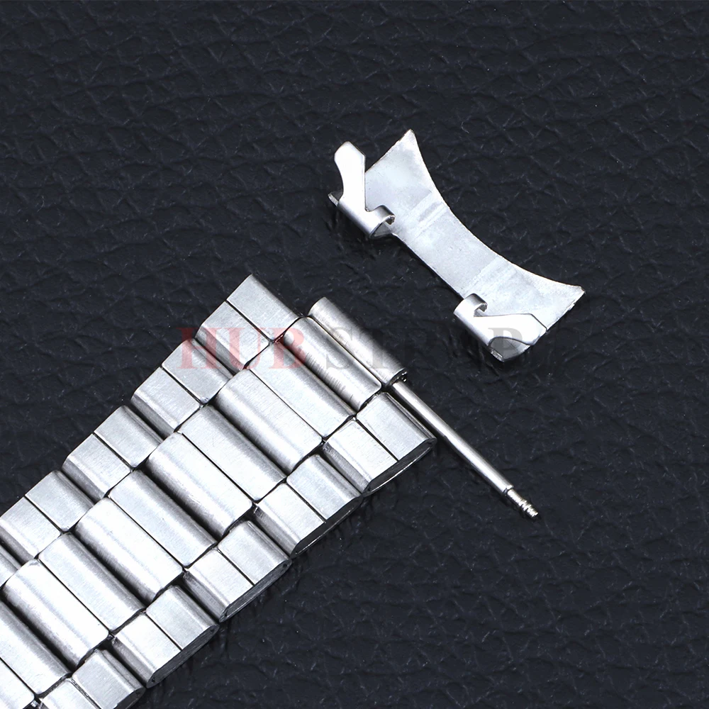 Premium Silver Stainless Steel Watch Band with Curved Ends and Tool Accessories