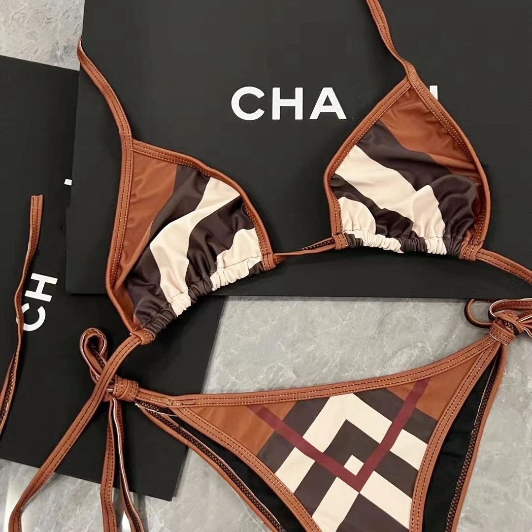 Brand Luxury Design 2024 Summer Bikini 2 Piece Set For Women Sexy Swimwear Praia Swimsuit Cover-ups Tankini Beach Wear Clothes