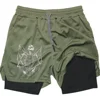 Y2K Performance Shorts Men Quick-drying Fitness Skull Print Double Layer Shorts Workout Training Running Bodybuilding Sportwear 5