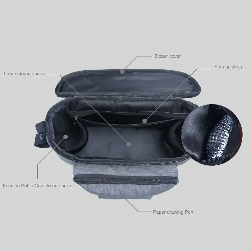 Black Stroller Organizer Bags Mummy Large Capacity Travel Hanging Bag Bottle Holder Pram Diaper Bags Baby Stroller Accessories