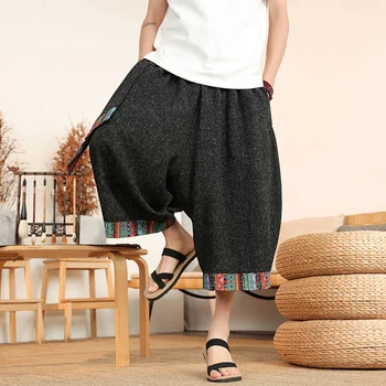 Pantaloni da uomo a gamba larga al polpaccio Pantaloni estivi leggeri e sottili Harun Pantaloni capris oversize larghi casual retrò cinesi Streetwear maschile 1
