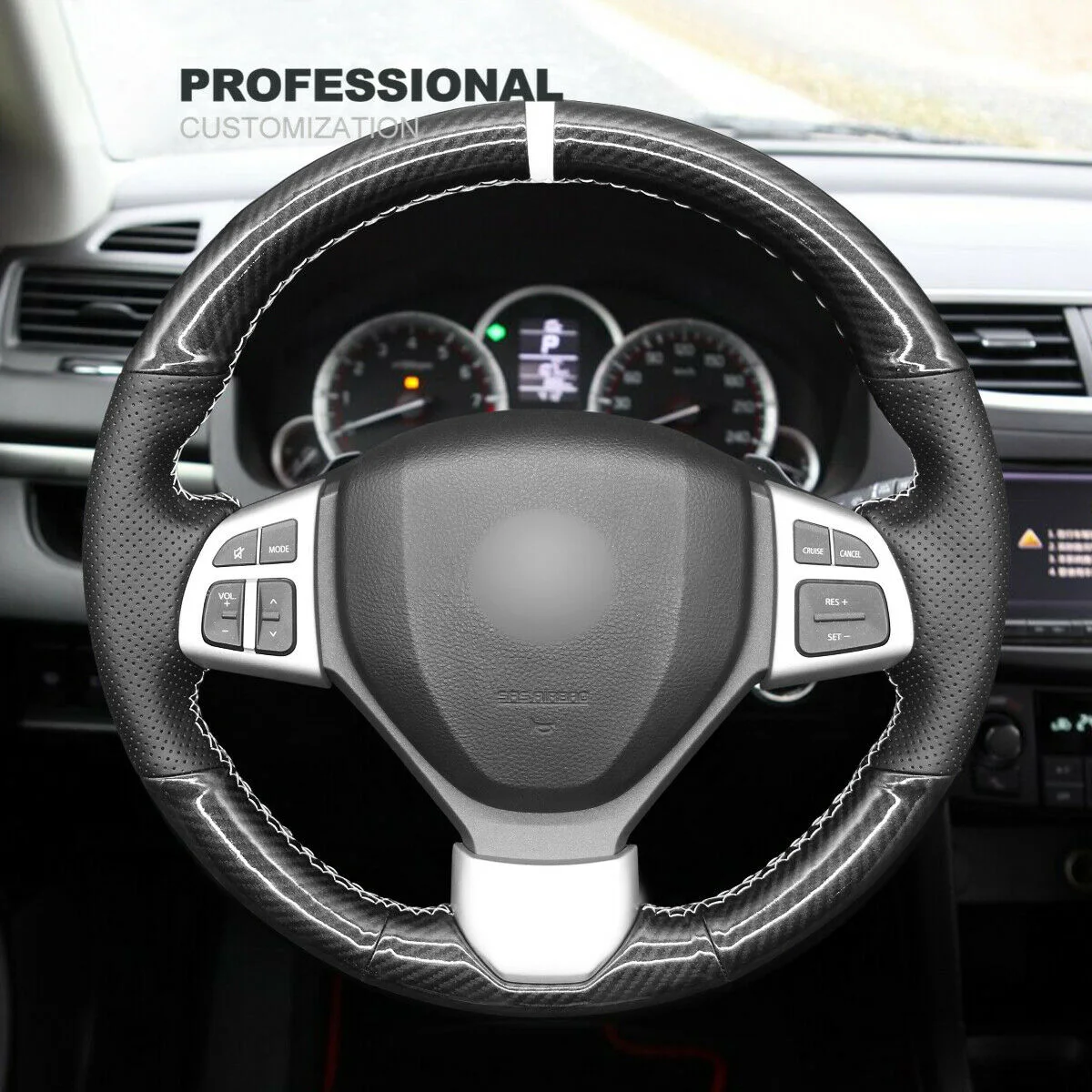 

DIY Hand Stitch PU Carbon Fiber Genuine Leather Car Steering Wheel Cover For Suzuki Swift Sport Car Accessories