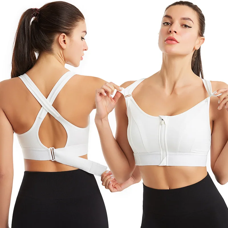 Front Zipper Women's Sports Bra Shockproof Push Up Underwear Adjustable  Shoulder Straps Running Gym Bra Yoga Bra Fitness Vest - AliExpress