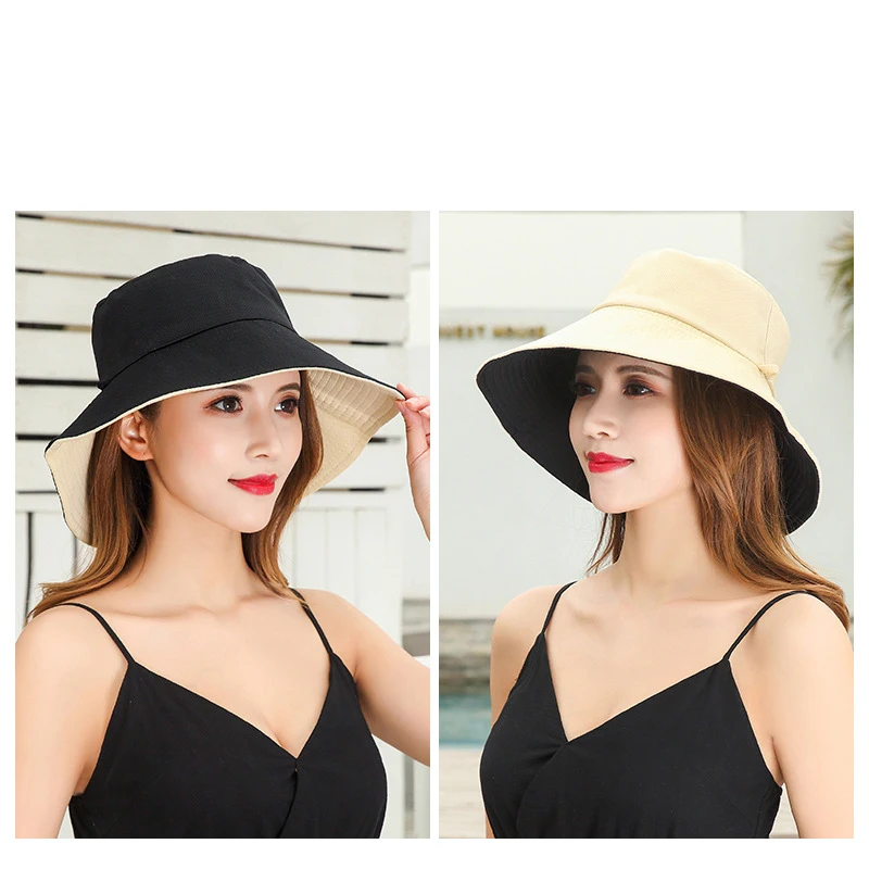 Sun Hat Women's Summer Face Cover Sunscreen Large Brim Sunshade Internet Celebrity Double-Sided And Versatile