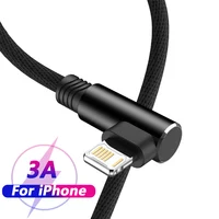 Câble USB à 90° pour iPhone, charge rapide 3A, long (2m/3m), ultra-résistant tressé. Idéal jeux vidéo, visionnage, charge stable et durable. Compatible iPhone 6–14.
