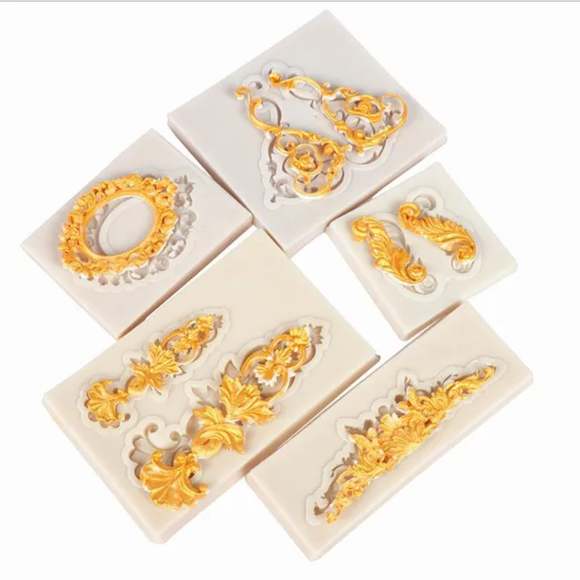 Szilikon Penész 1 Db Sütőpálca Torta Díszítő Szerszámok Retro Keret Csokoládé Szappan Sablonok Konyhai Cukorkás - Image 3