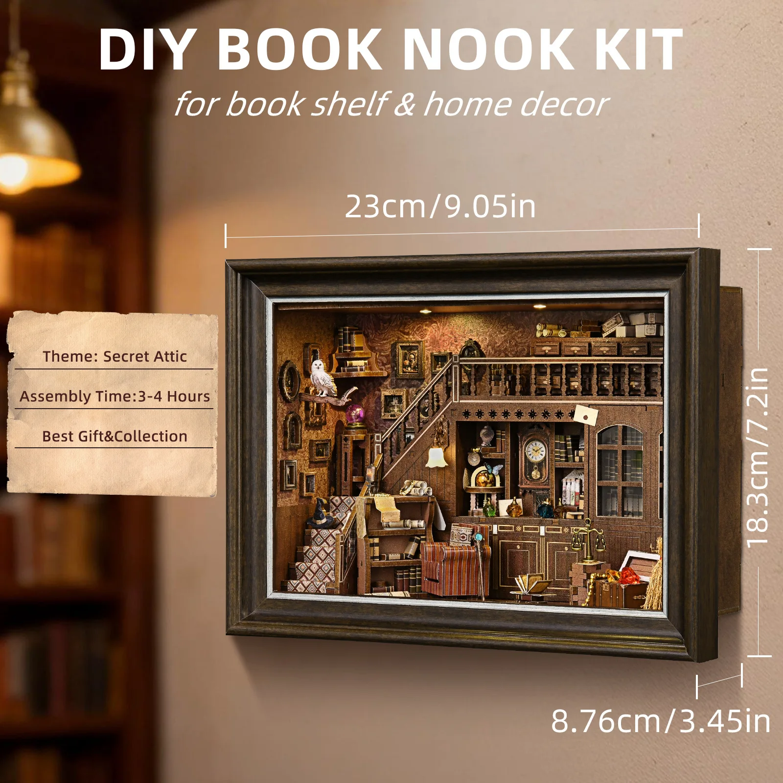창의적인 로프트 사진 액자 DIY 오두막 미니어처 장면 빌딩 블록 하우스 수제 장식품