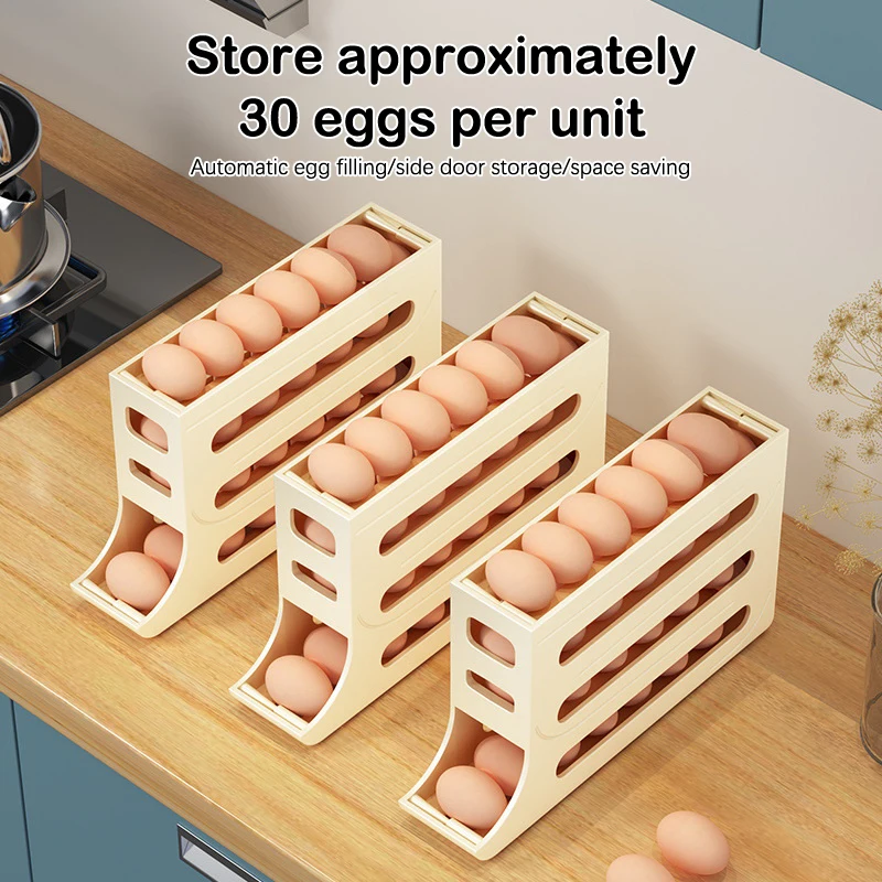 Refrigerator Egg Storage Box, 4-layer Egg Rack Dispenser, Kitchen Egg Automatic Mobile Storage Box, Refrigerator Can Hold Eggs 2