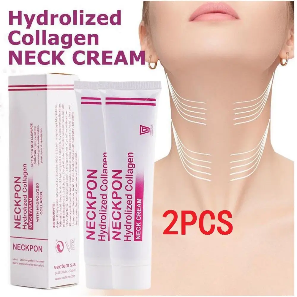 2PCS Neckpon Hydrolized Collagen Neck Cream For Face Neck Cleavage Skincare Cream With Hydrolized Collagen Vera Anti-aging Cream