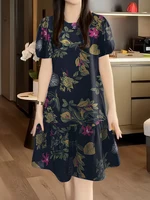 ZANZEA Vintage Floral Printed Dresses Women 2025 Summer Dress Short Sleeve Sundress Bohemian Holiday Vestidos Knee Length Robe