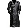 MEN'S GERMAN CLASSIC WW2 MILITARY UNIFORM OFFICER BLACK  LEATHER TRENCH COAT 5