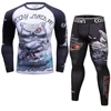 Rash Guard Jiu Jitsu T-shirts+Pants Sets Rashguard For Men Kickboxing Perspiration Gym Training MMA Boxing Kit Muay Thai T-shirt 3