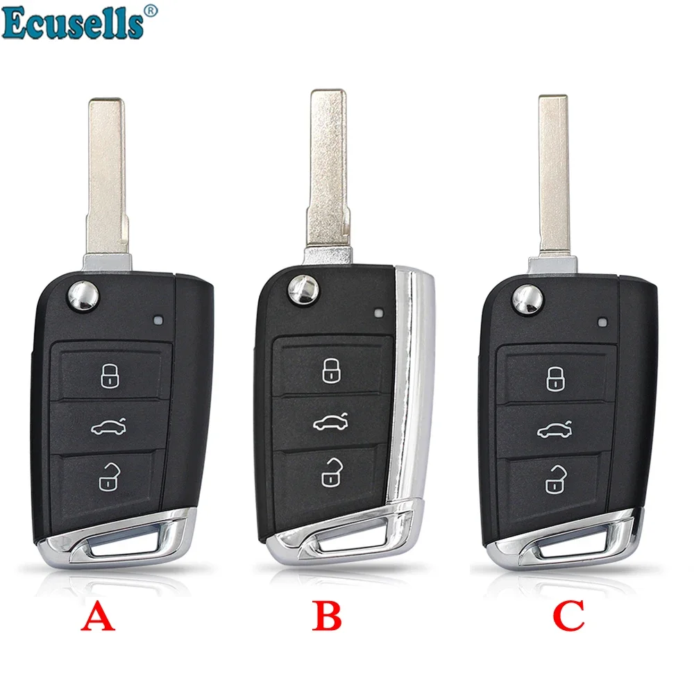 

3 Buttons Flip Remote Cover Key Fob Shell Case for VW Volkswagen Golf VII Golf7 MK7 Skoda Octavia Seat Leon Altea HU162T HU66