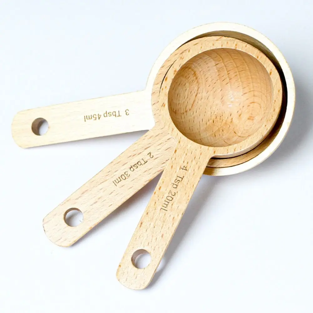 Convenient Wooden Measuring Spoon 7.5/10/15/20/30/45ML Multipurpose Coffee Tea Sugar Spice Spoon Kitchen Soup Spoons