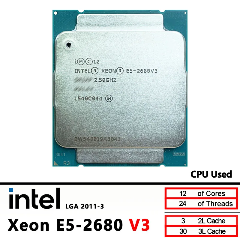 Intel Xeon E5-2680V3 2.5 GHz Twelve-Core Twenty-four-Thread CPU 30M 120W LGA 2011-3 Used cpu processor