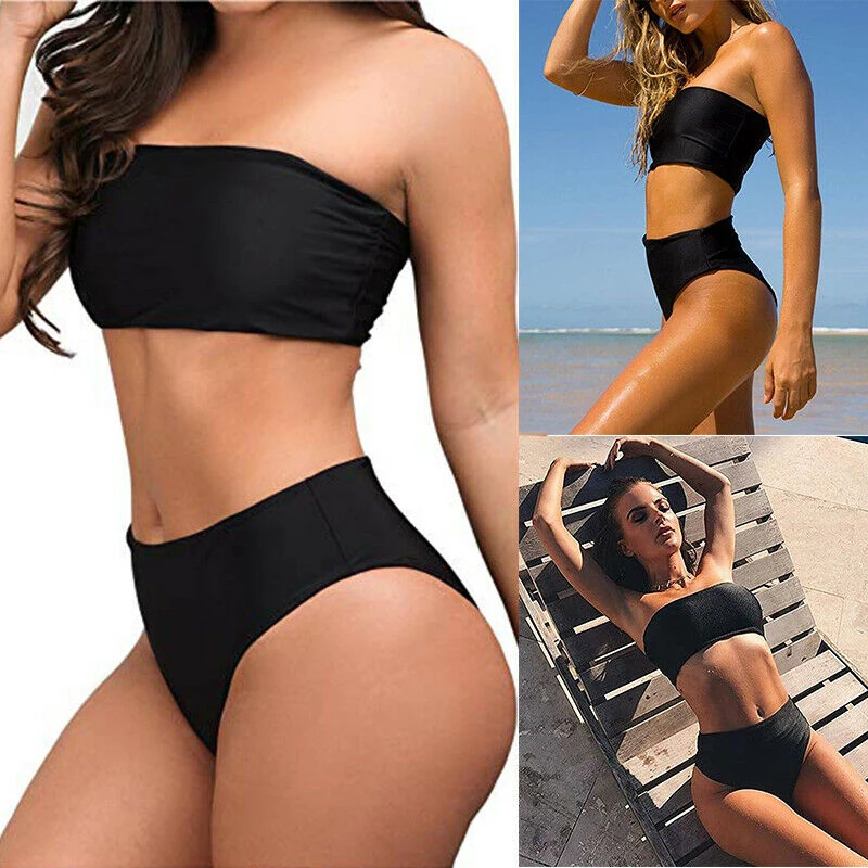 

Women Strapless Bandeau High Waist Bikini Set Swimwear Swimsuit Bathing New Convenient And Comfortable