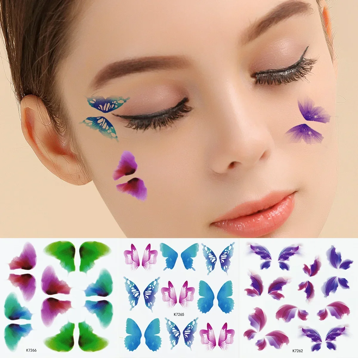 

Декоративные наклейки с бабочками для век, наклейки для сцены, выпускного вечера, лица, вечерние, водонепроницаемые Блестящие Татуировки, фестивальные татуировки для тела