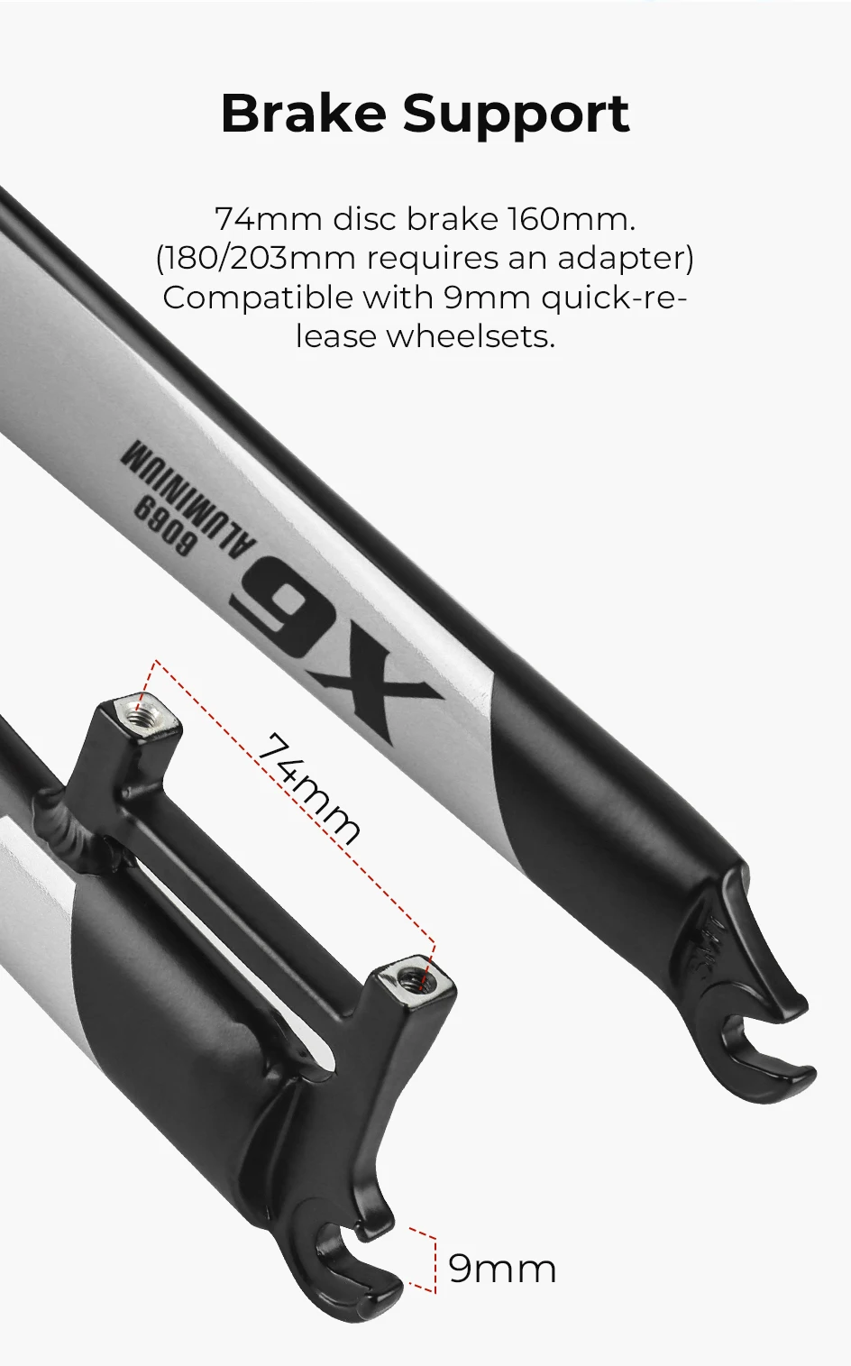 Bolany Fahrrad starre Gabel 26/27,5/29 Zoll Scheibenbremse Berggabel gerades Rohr 28,6 mm matte leichte MTB-Fahrradgabel – Detail 6