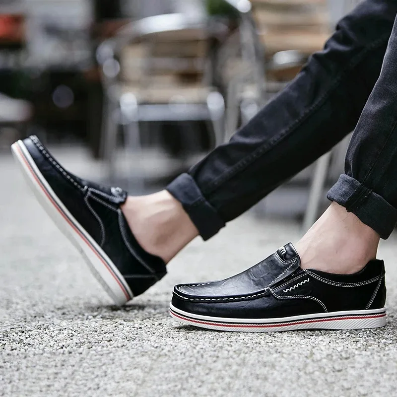 Leather Men's Casual Shoes Flats Moccasins Men Loafers Party Driving Loafers Shoes Male Genuine Leather Business Office Men Shoe 2