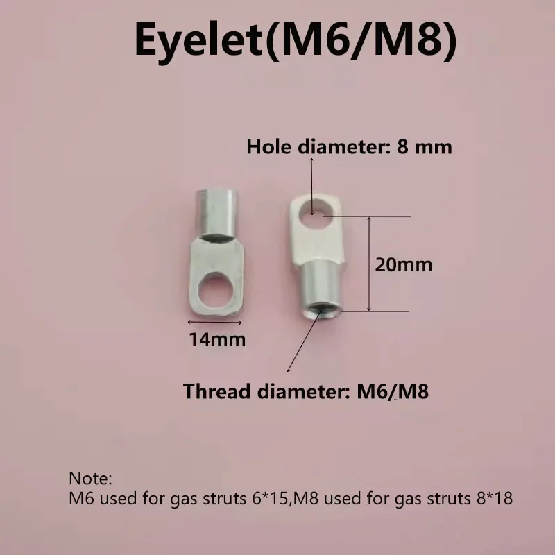 Car Gas Spring Lift Supports Damper Replacement Fixed End Fitting Connectors Ball Sockets Eyelets M6/M8 Female Accessories 2Pcs