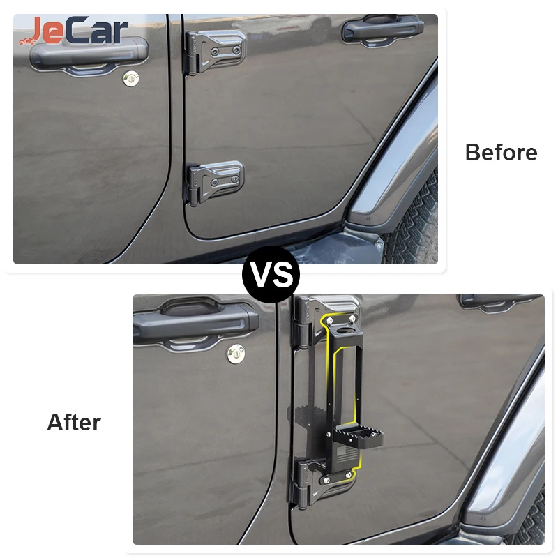 JeCar Car Door Steps Climbing Door Hinge Foot Rest Pedal Peg door hinge repair plate For Jeep Wrangler JK/JL/JT