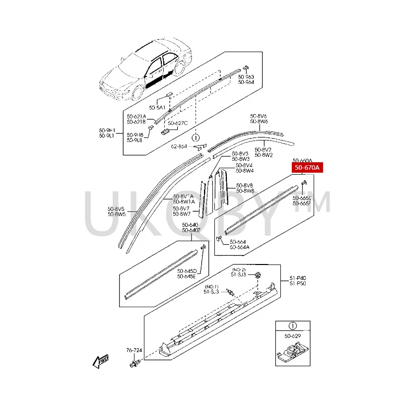 GJ6A50640H GJ6A50650H Suitable for Ma zd a 6 Horse 3 Door glass outer pressure strip and window pressure strip