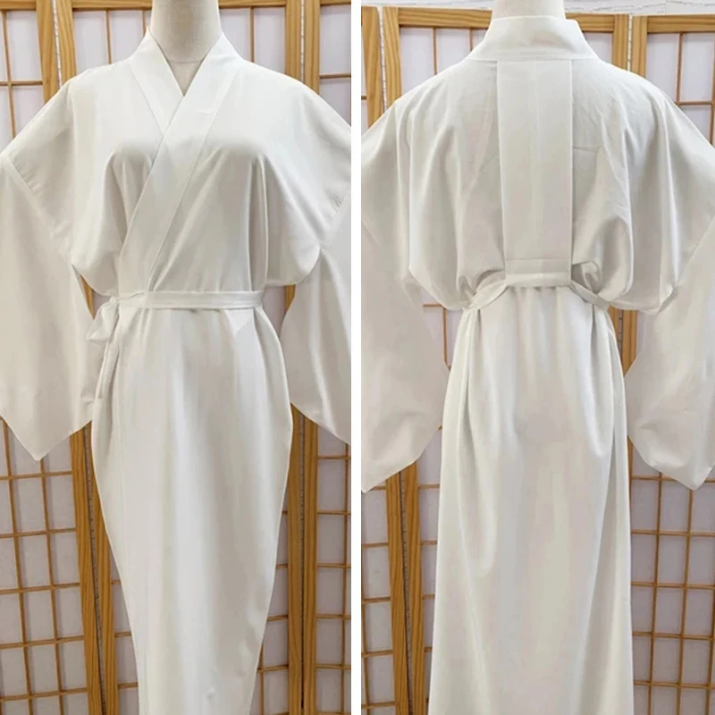 Women Traditional Japanese Kimono Juban White Yukata Dress SLong Robe With Belt Gown Haori Kimonos Inner Wear Accessories